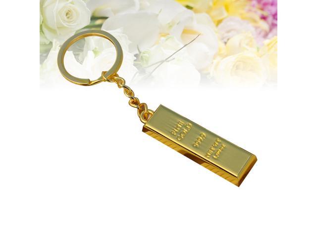 Imitation Bullion Keyring Metal Keychain Cool Car Keyring Purse Bag Decoration Creative Gift Keyfob (Golden)