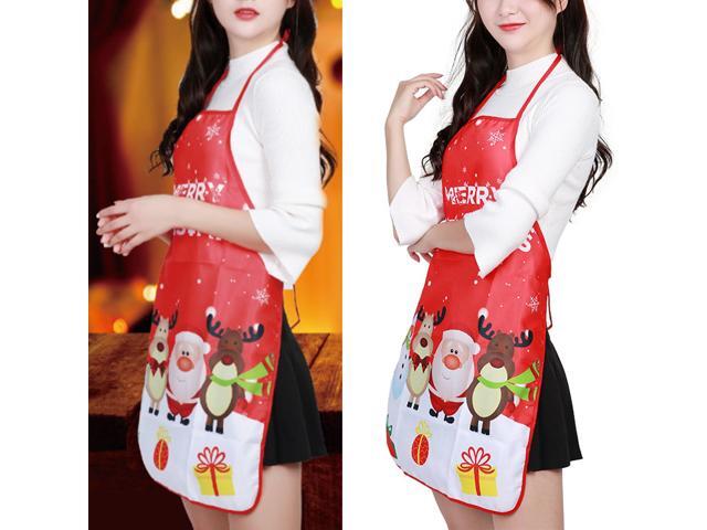 Christmas Printed Aprons Chef Kitchen Servants Maid Apron Festive Party Decorations (All)