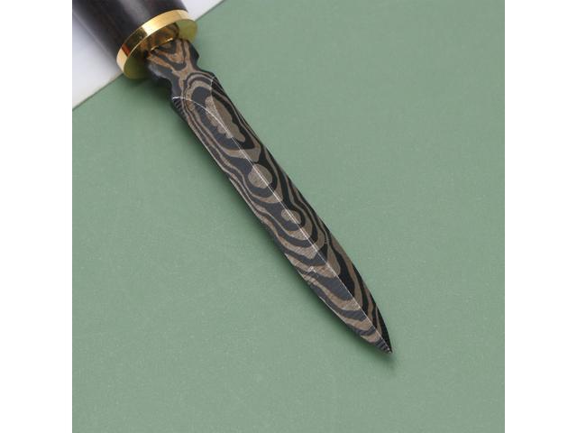 Wooden Handle Carving Tea Needle Steel Tea Cutters Damascus Puer Tea Cutters for Home Office Restaurant (Black)