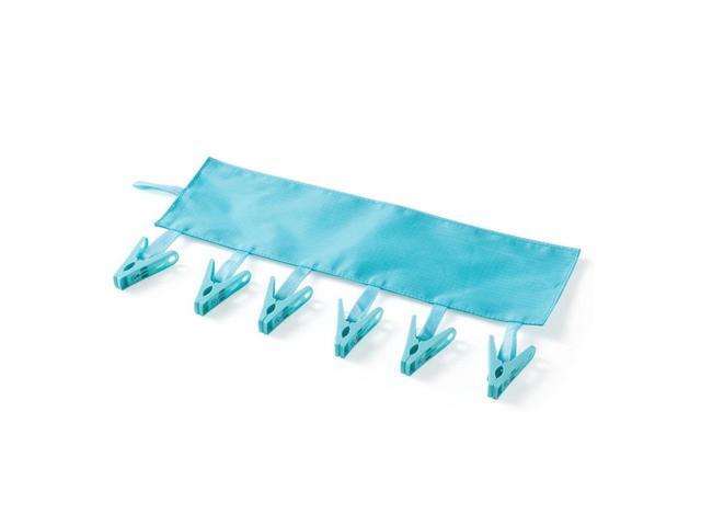 Cloth Hanger Rack Portable Folding Travel Laundry Drying Clothespins Clips (Blue)