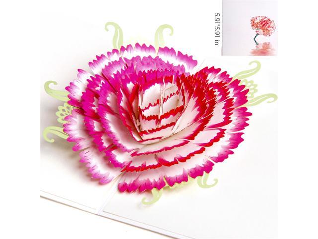 Creative Up Flower Mother's Day Cards 3D Carnation Greeting Cards Best Wish for Mother's Day (White)