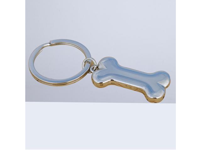 Bone Shape Keyring Keychain Metal Cool Car Keyring Purse Bag Pendant Decoration Creative Gift Party Favor (Silver)