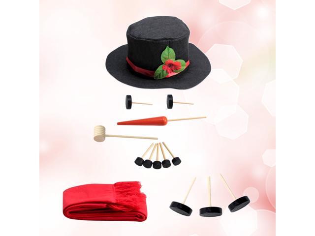 14pcs Snowman Decorating Dressing Kits Hat Scarf Eyes Mouth Button Nose Accessories