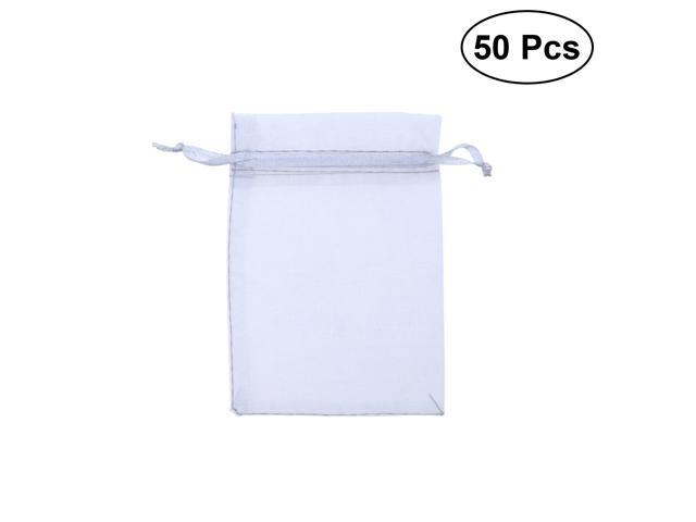 50PCS 9x12cm Organza Gift Bags Organza Drawstring Pouches for Party Game Wedding - Gray