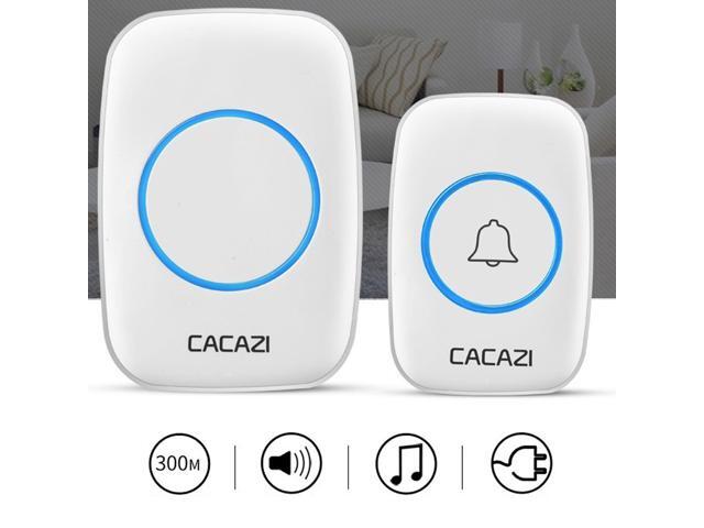 AC 100-200V Wireless Doorbell Waterproof 300M Range Door Bell Door Ring with 38 Melodies including 1 Button 1 Receiver - White (US Plug)