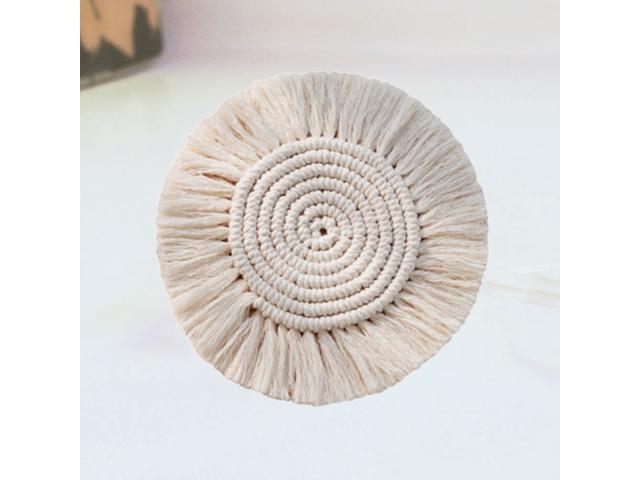 1pc Round Shape Hand-woven Cup Placemat Coaster Cotton Thread Table Mat Coasters Heat Resistant for Home (White)
