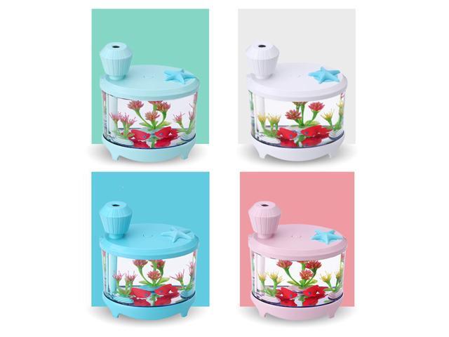 460ML USB Fish Tank Light Air Humidifier Small Air Diffuser Purifier Mist Maker for Home Office (Sky-blue)