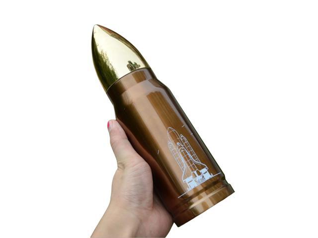 Bullet Head Shaped Stainless Steel Insulated Vacuum Flasks Cup Travel Mug 350ML Vacuum Bottle (Bronze)