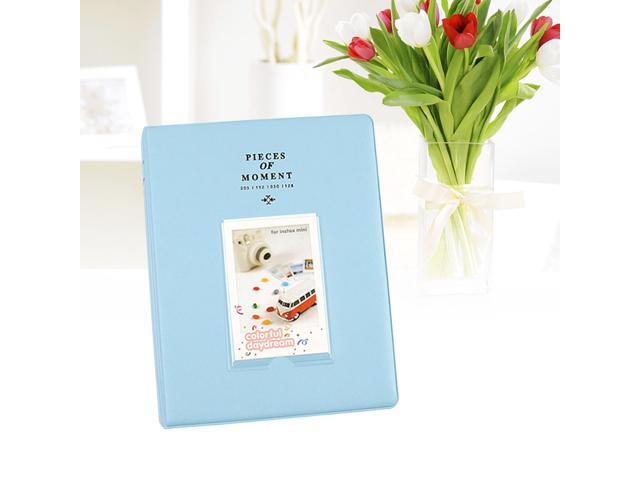 Mini Creative Photo Album Memory Album Solid Color Cover Pictures Storage Book Loose-leaf Photo Album (Sky-blue)
