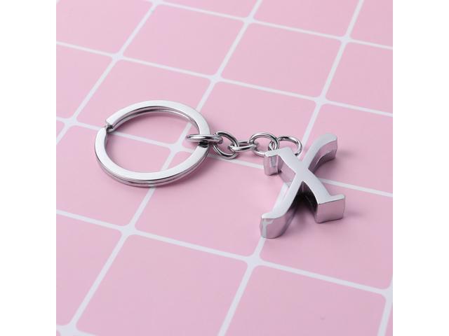Alphabet Letter Pendant Keyring Creative Alloy Keychain Cool Car Keyring Handbag Phone Pendant Charms Gift (Silver X)