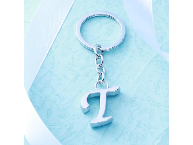 Alphabet Letter Pendant Keyring Creative Alloy Keychain Cool Car Keyring Handbag Phone Pendant Charms Gift (T)