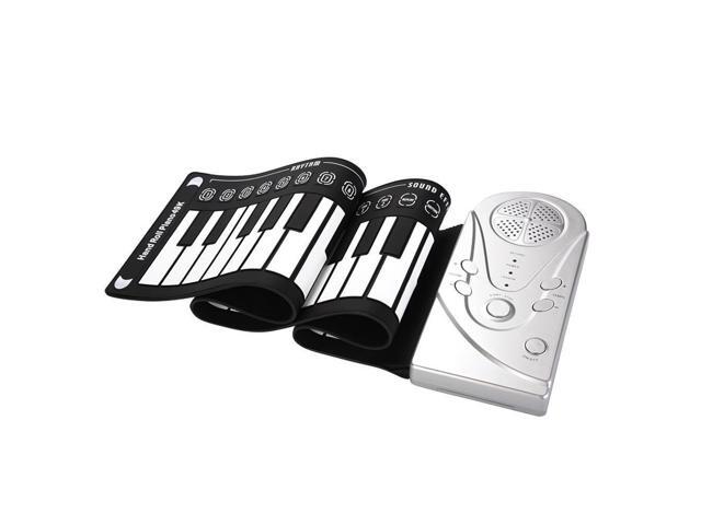 49 Keys Roll-up Keyboard Piano Silicone Foldable Electronic Digital with Speaker without Battery (Silver)