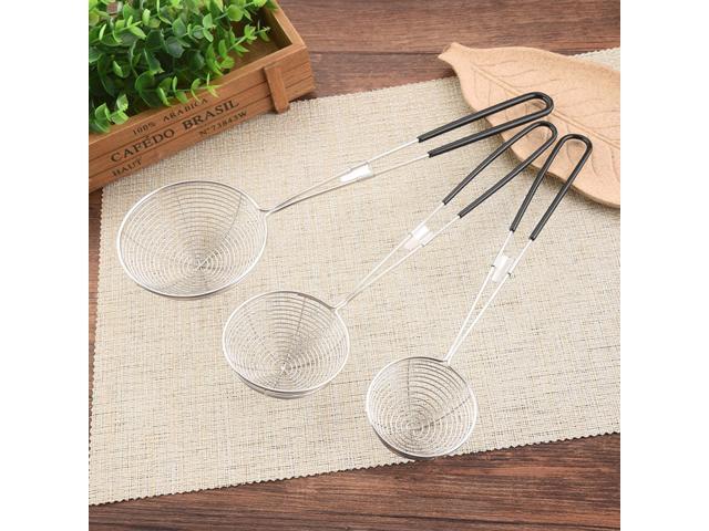 3pcs Stainless Steel Fine Mesh Strainer with Silicone Handle Hot Pot Colander Pearl Milk Tea Colander (1pc in 65cm Diameter 1pc 8cm Diameter 1pc
