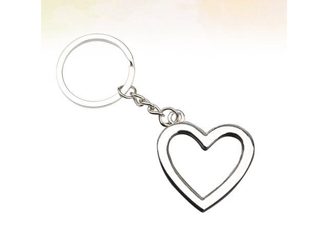 6pcs Heart Shaped Keychain Hanging Key Ring Ornament Alloy Keychain Decor Friends Family Gift