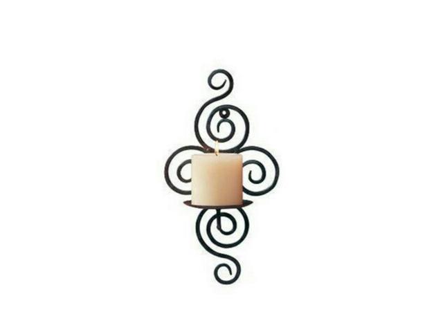 Iron Wall Hanging Candle Holder Sconce Furnishing Articles Vertical Candlestick Holder for Wedding Dinner Party Decoration 18 x 12 x 38 cm (Black)