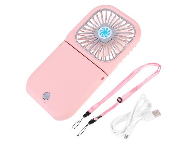 USB Rechargeable Fan Mini Neck Hanging Waist Fan Rotatble Fan for Outdoor Travel Use (Pink)