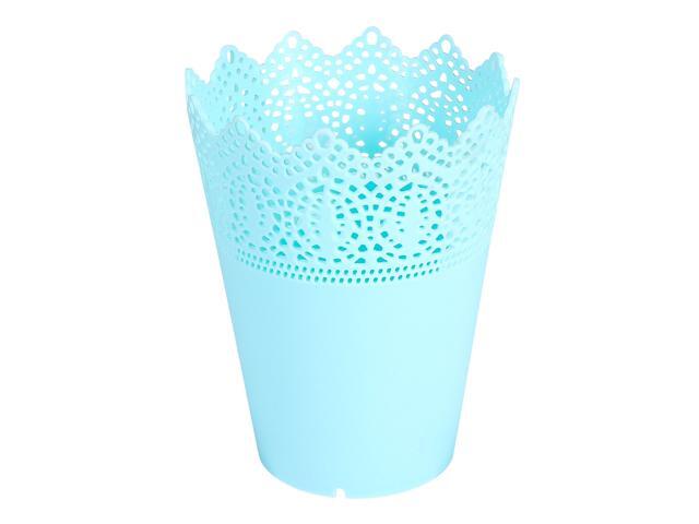 5PCS Hollowed Lace Flowerpot Plastic Flower Pot Flower Holder Storage Simple Home Decoration (Sky-blue)