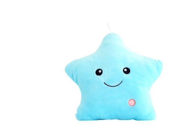 Creative Glowing Star Pillow Stuffed Plush Cushion Throw Pillow LED Light Star Kids Bedroom Decorative Pillows (Blue)