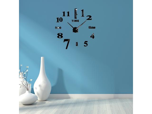 Large Wall Clock without Frame Decorative Wall Art Clock Non-ticking for Living Room Bedroom Office(Black)