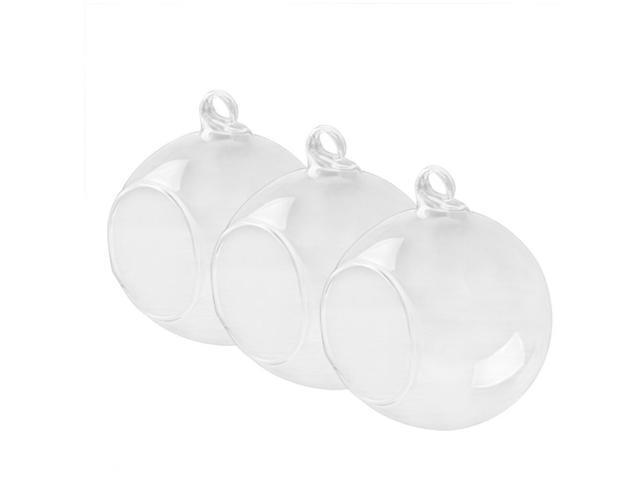 3PCS Clear Hanging Glass Vase Flat Base Design Ball Shape Flower Plants Terrarium Vase Container Landscape DIY Wedding Home Decoration - 10cm
