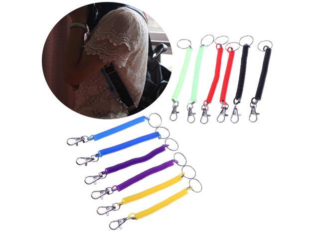 12 Pieces Stretchy Spiral Keyring Colourful Plastic Keychain Spring Retractable Key Holder