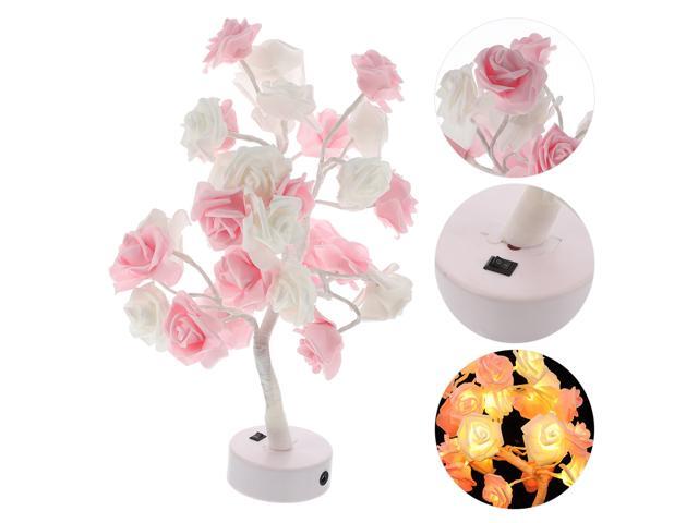 Unique Table Lamp Rose Tree Shape Decorative Lamp Desktop Light for Home Room
