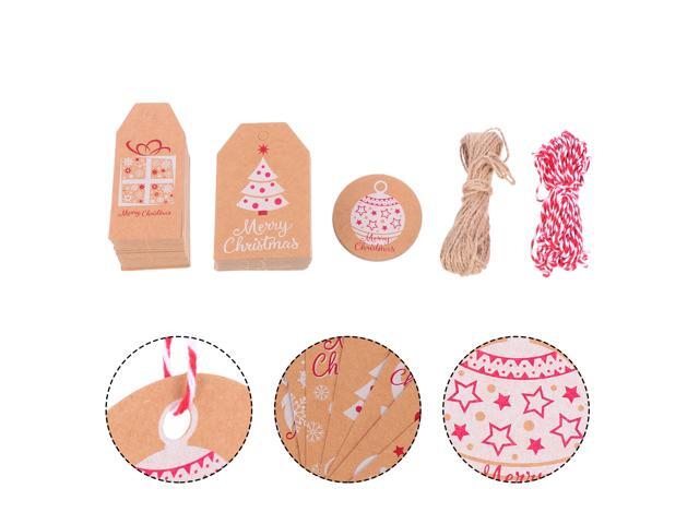 200Pcs Festival Gift Tags Kraft Paper Hanging Tags Xmas Tags with Hanging Ropes