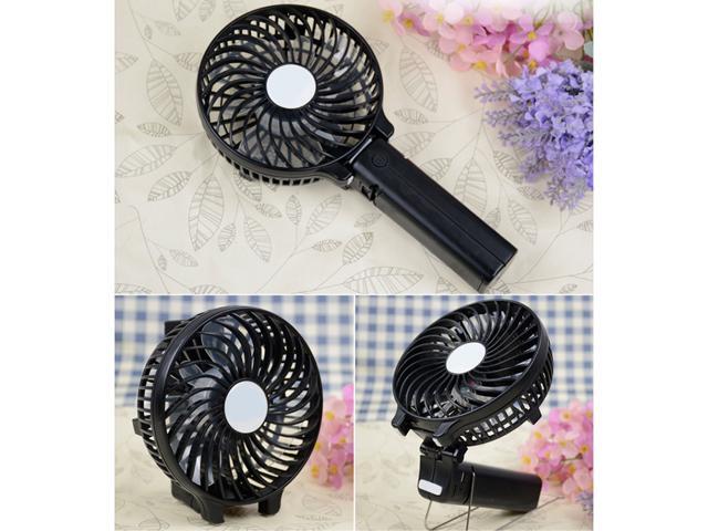 Mini Handheld Fan Rechargeable Battery Powered USB Fan with Handle Portable Travel Cooler 2000mAh (Black)