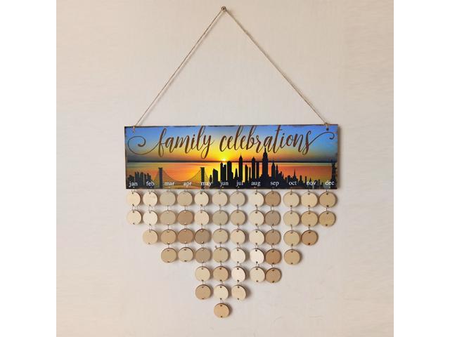 American Country Style Calendar Family Birthday Board Plaque DIY Hanging Wooden Birthday Reminder Calendar DIY Calendar Birthday Anniversary