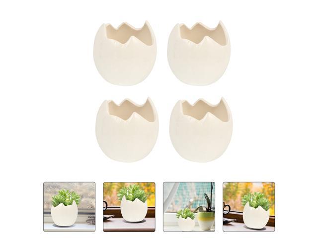4Pcs Pot Tabletop Egg Shell Shaped Desktop Ceramic Small Decoration Planter Succulent Pots Cactus Pot Ornament