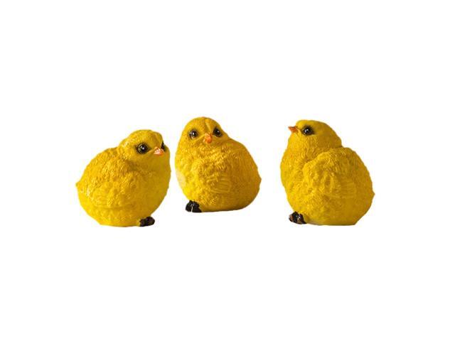 3Pcs Adorable Rustic Chick Garden Adornment Yard Landscaping Supply (Yellow)