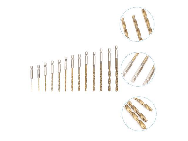 13 PCS Hex Precision HSS Twist Drill Bit Set Titanium Coated High Speed Steel Drill Set for Metal Wood Plastic Aluminum Copper Steel