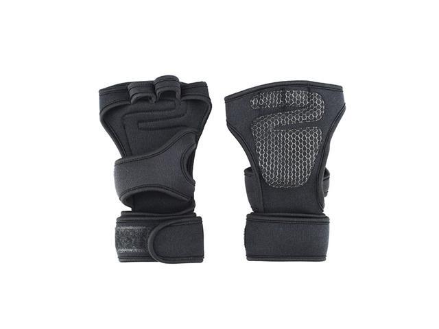 Sports Weight Lifting Gym Gloves Wrist Fitness Women Men Half Finger Horizontal Palm Care Anti-skid Gloves Size M (Black)