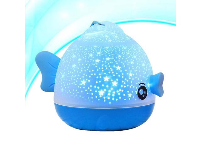 Fish Shape Starry Sky Projector LED Night Light Remote Control Rotating LED Bedroom Night Lamp Novelty Light for Children Baby (Blue)