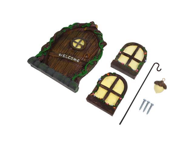 1 Set Micro Landscape Decorations Fluorescent Door Windows Ornament Tree Decor