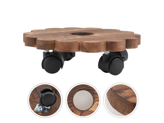 1pc Rolling Tray Flowerpot Stand Planter Pallet Wood Roller Tray for Garden Home