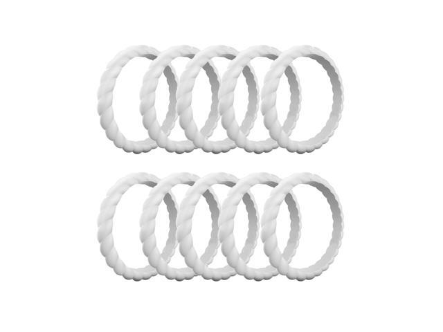 10pcs 3mmSilicone Ring For Women Wedding Rings Thin Stackable Stairs Silicone Finger Ring Number5(Color Randomization)