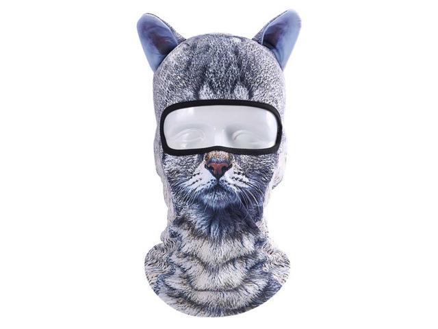 3D Simulated Animal Outdoor Headgear Sports Cycling UV Protection Windproof Elasticity Mask (Gray Cat BB-G-09)