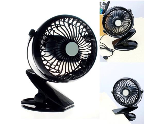 Mini USB Desktop Fan with Portable Clip Adjustable Electric Fan for Home Office Car (Black)