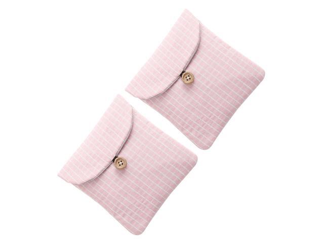 2 Pcs Portable Sanitary Towel Storage Pouch Small Purse Striped Pattern Wallet Large Capacity Storage Pouch for Outdoor Travel Office Home (Pink)