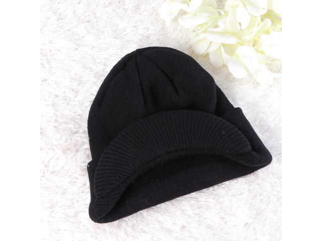Peaked Beanie Hat Insulated Warm Knitted Thermal Winter Stylish Peak Cap for Men Women(Black)