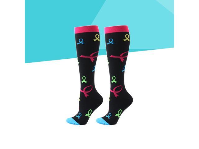 1 Pair Compression Socks Knee High Stockings Breathable Sweat-absorbent Socks for Sports Basketball Running Cycling Size L/XL (Black Bow)