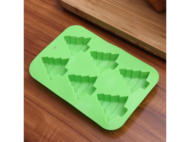 6 Cavity Christmas Silicone Baking Cake Molds Christmas Tree Shape Cake Mold Tray Non-stick Heat-resistant Flexible Silicone Mold for DIY Desserts/