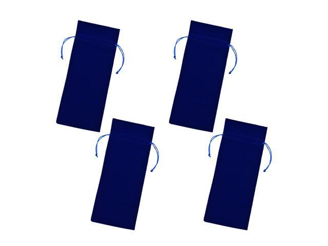 4pcs Flannelette Wine Bags Drawstring Champagne Bottle Cover Wine Packaging Pouch Party Supplies (Blue)