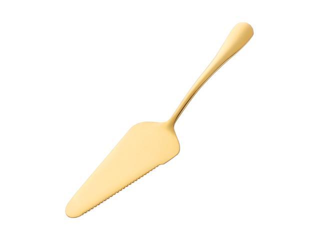 Simple Stainless Steel Serrated Cake Shovel Baking Tool Pizza Cheese Cream Shovel for Kitchen (Golden)