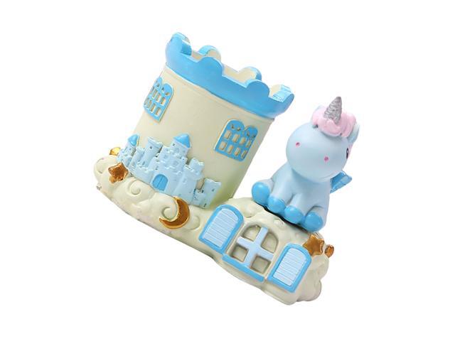1PC Resin Unicorn Pen Holder Lamp Decor Cartoon Unicorn Pen Holder Figurine Creative Unicorn Pen Container Lamp Decoration Lovely Unicorn Pen