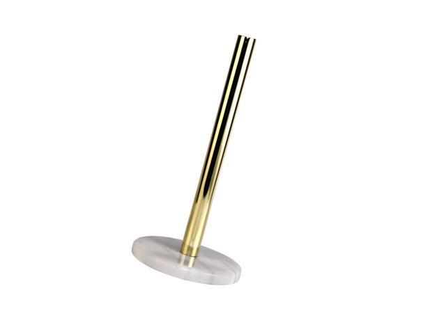 1pc Kitchen Paper Towel Holder Natural Marble Gold-plated Roll Paper Stand Storage Shelf (White Base Golden Bar)