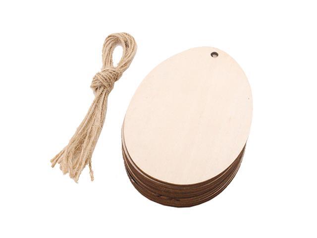 20pcs Easter Egg Shape Wooden Pendants Easter DIY Hanging Decor Hollow-out Hanging Ornaments Party Adornments for Home Festival with Hemp Rope