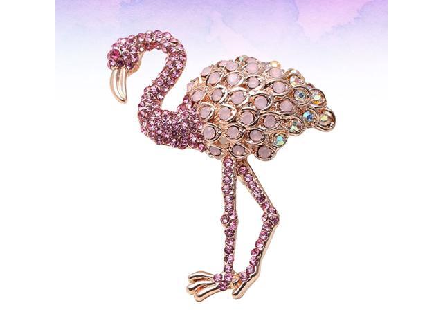 Crystal Flamingo Brooch Fashion Alloy Flamingo Brooch Women Girls Clothes Clip Accessory (Pink)