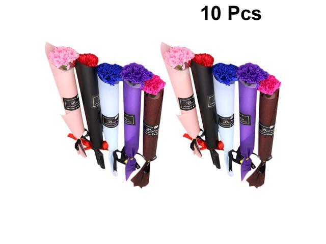 10pcs Valentine's Day Toilet Soap Carnation Flower Mother Father Gifts Bouquet Beautiful Decorative Carnation (Red Purple Blue Pink Rosy each